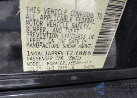 2015 Nissan Altima 2.5 S from USA, damaged, VIN 1N4AL3AP9FN373886